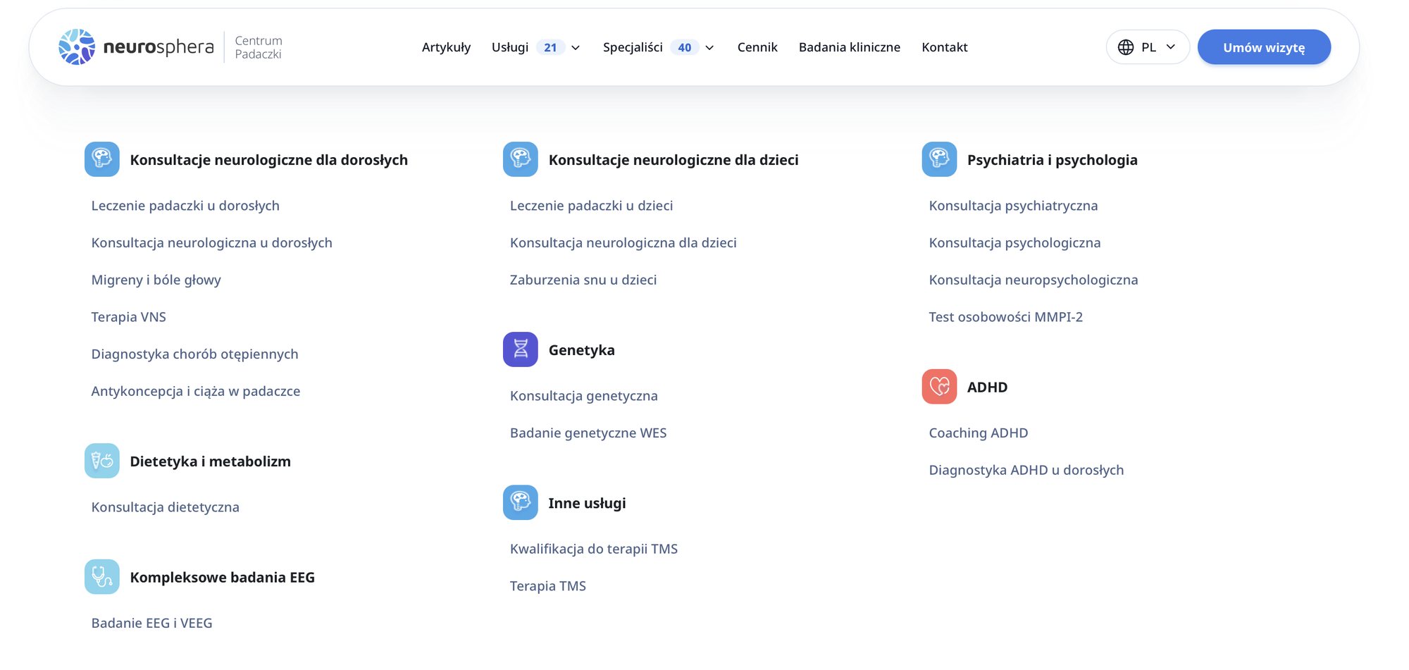 Neurosphera — Centrum Padaczki, zakres usług